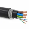 EV charging Cat6A SWA LSZH cable: galvanised steel wire armour between LSZH sheaths over power cores and Cat6A pairs