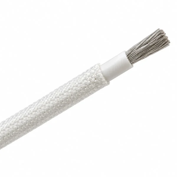 SIA GL single-core heat-resistant wire: white glass-fibre braid over silicone insulation