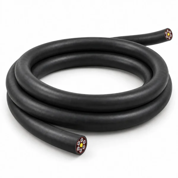 3GRDGÖU basket cable with a black rubber sheath arranged in a coil