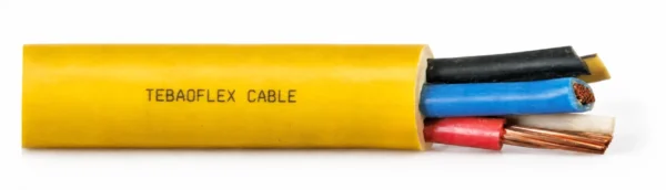 YnKGY-żo yellow PVC mining cable cutaway showing insulated copper conductors