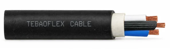 YnOGY mining cable product view with black sheath and exposed insulated cores YnOGY mining cable product view with black sheath and exposed insulated cores