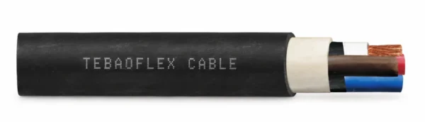 YnOGYek mining cable with black outer sheath and exposed insulated cores