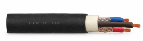 YnOGYekm mining cable with black outer sheath and exposed individual braid screens